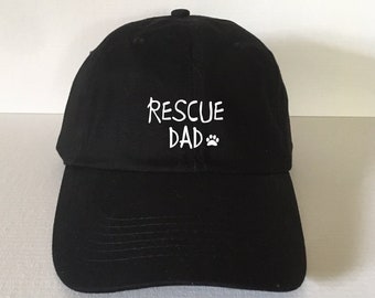Rescue dad baseball cap -Dad cap -Headwear -Gift for dad- Father's day gift-Christmas gift dog cap-Low profile six panel cotton cap-
