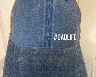 Dadlife  trucker hat -6 Panel Low Profile Mesh Back Trucker Hat -Headwear-Gift for dad- Father's day  -Gift dad cap--Christmas gift