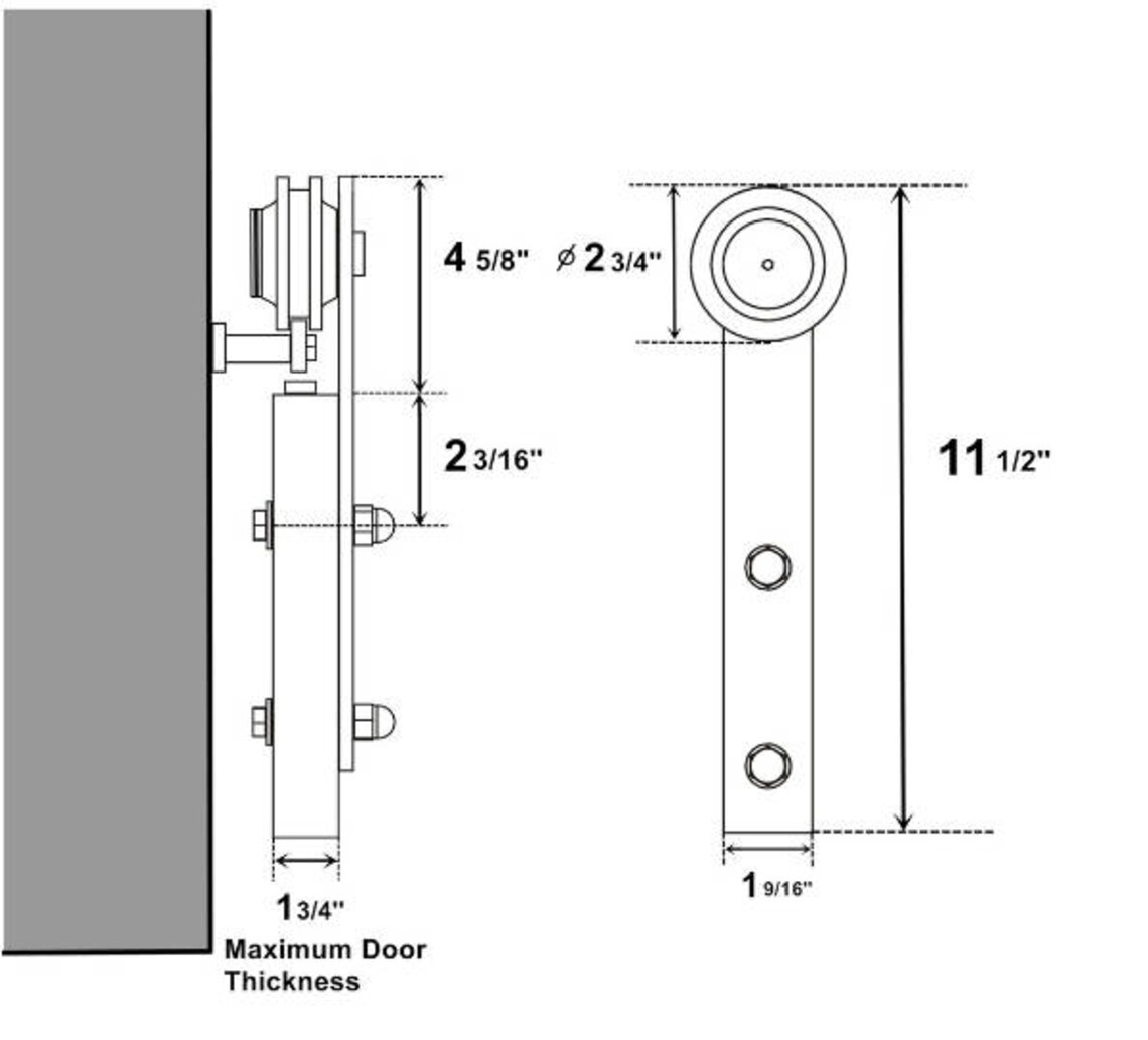 Black Flat Roller Double Door Hardware Sliding Track Kit Set Etsy