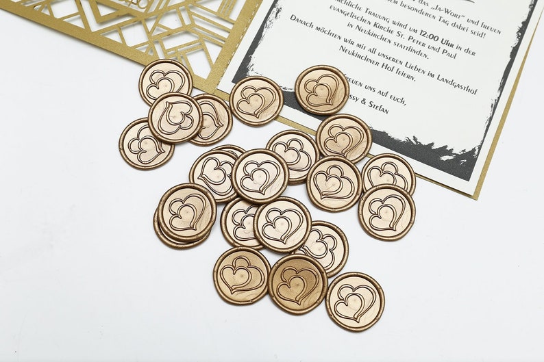 Custom double hearts Self Adhesive Wax Seals Personalized Initials wax seal stickersCustom Wax Seal StickersWedding wax seal stickers