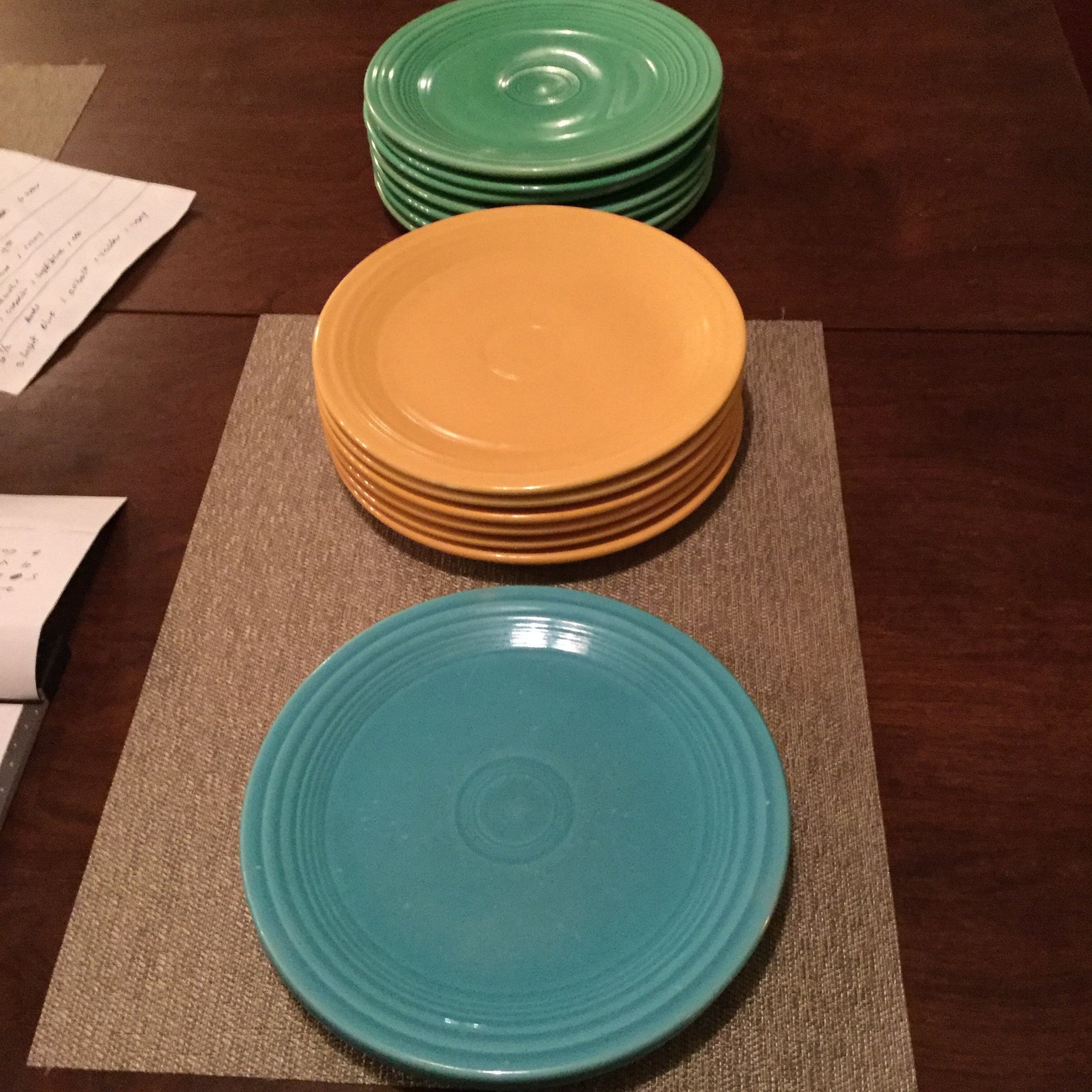 Fiesta Fiesta Ware Plates 9 1/2 inch 15 8 green 6 yellow 1 Etsy