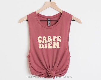 Carpe Diem Tank, Retro Style Workout Tank, Motivational Tank top, Carpe Diem Gym Tank, Exercise Muscle Tank, Workout Inspirational Tank