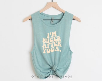 I'm Nicer After Yoga Tank Top, Funny Yoga Tank top, Yoga Gift, Yoga Shirt, Yoga Muscle Tank, Retro Yoga Tank