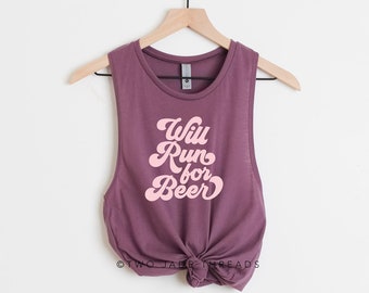 Will Run For Beer Tank Top, Funny Running Tank Top, Retro Running Tank Top, Running Muscle Tank, Soft Running Tank, Gift For Runner