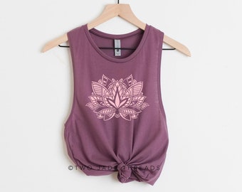 Lotus Yoga Tank, Mandala Yoga Tank, Cool Yoga Tank, Lotus Flower Yoga Tank, Lotus Muscle Tank, Yoga Gift, Yoga Instructor Shirt