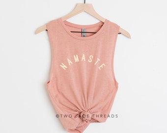 Namaste Tank Top, Namaste Yoga Tank Top, Namaste Work out Muscle Tank, Namaste Tank, Trendy Yoga Tank, Cute Yoga Tank, Simple Yoga Tank