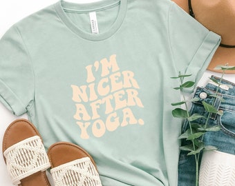I'm Nicer After Yoga T-Shirt, Funny Yoga Shirt, Yoga Gift, Yoga Tee, Retro Yoga Shirt