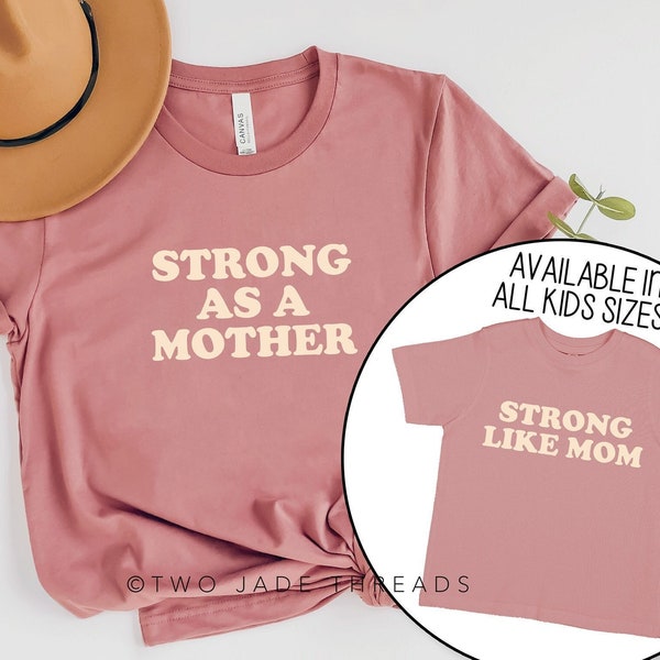 Mom and Me Matching Shirts, Strong as a Mother Tee, Strong Like Mom Tee, Mommy and Me Boho Shirt Set, Mother's Day Gift for Mom and Baby