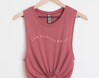 Inhale Exhale Tank, Yoga Tank Top, Yoga Gift, Yoga Instructor Tank, Inhale Exhale Shirt, Inhale Exhale Muscle Tank, Soft Yoga Tank