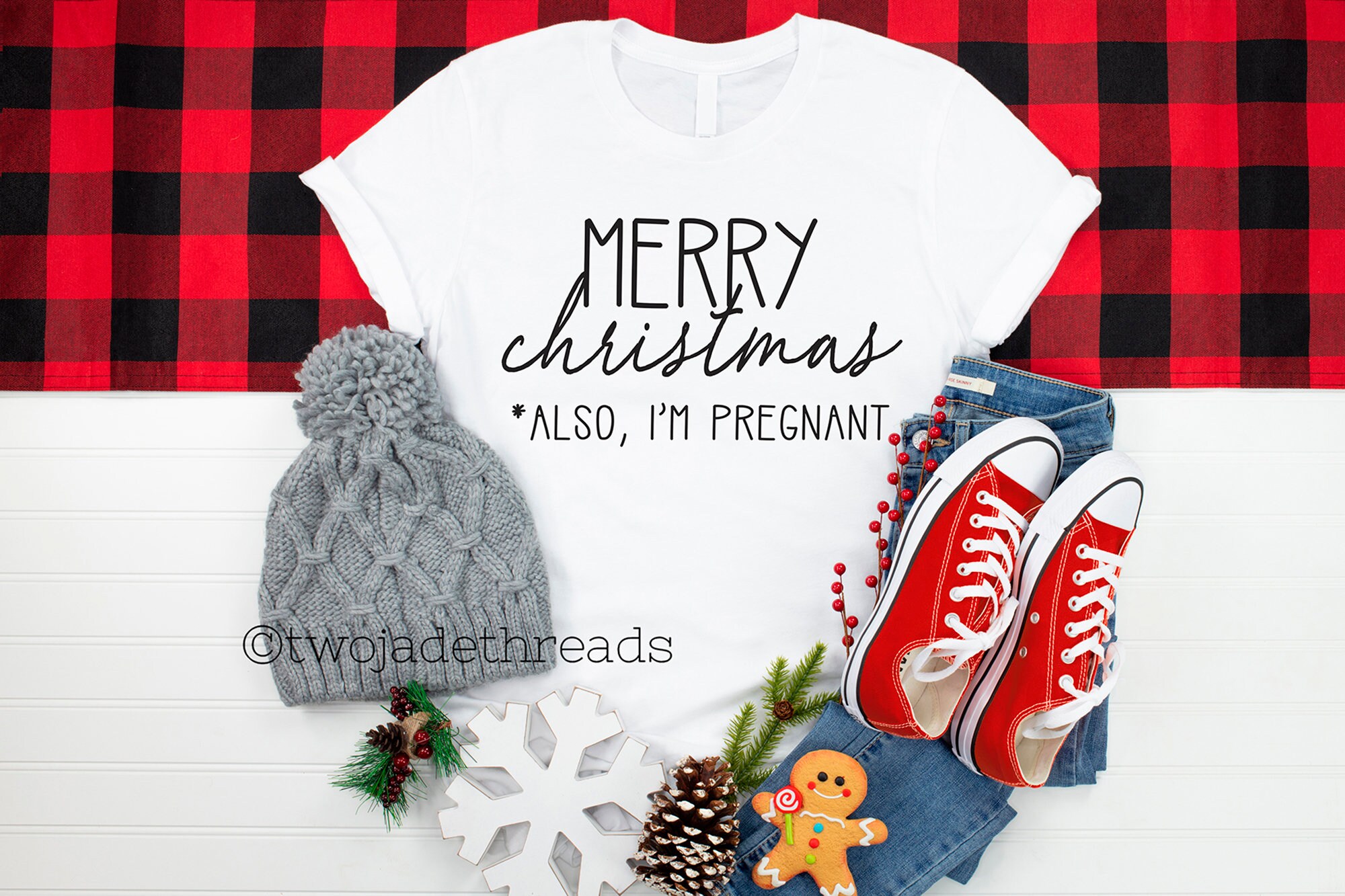 Merry christmas also I'm pregnant shirt christmas | Etsy