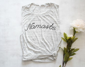 Namaste muscle tank top shirt, yoga tank top shirt, cute yoga shirt, trendy yoga shirt, yoga workout shirt