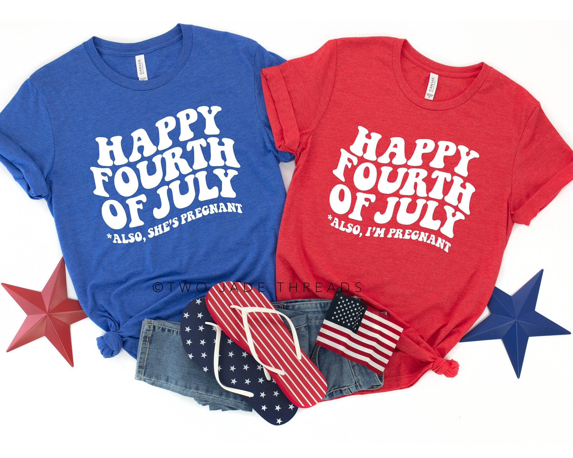 Happy Fourth of July Also I'm Pregnant Shirt Couples - Etsy