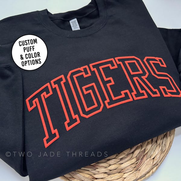 Custom Spirit Wear Puff Sweatshirt, Embossed Team Name Sweatshirt, Football Sweatshirt, School Mascot Shirt, Custom Puff Print Sweatshirt