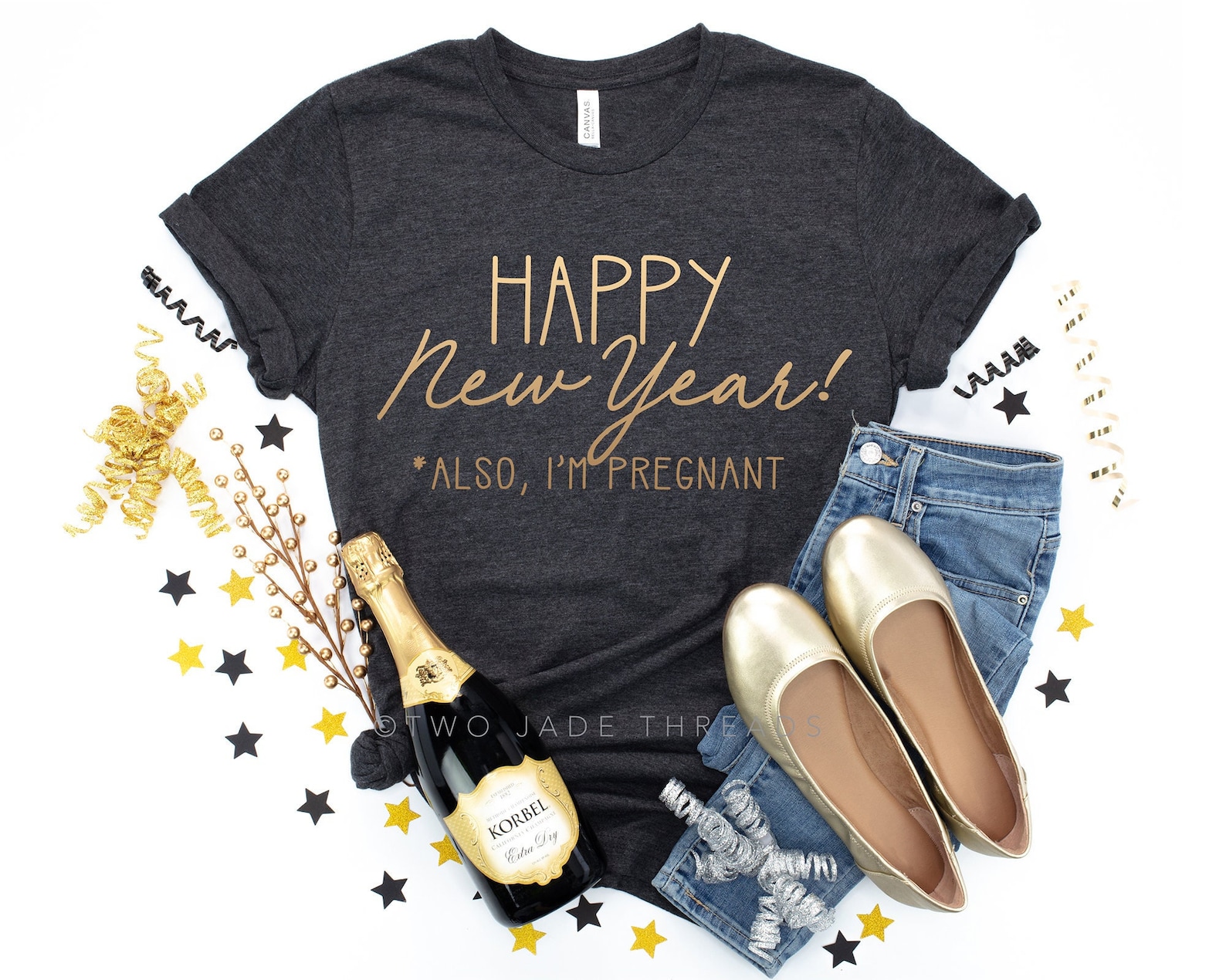 happy new year also i'm pregnant shirt