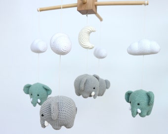 Elephant baby mobile, crochet elephant mobile, Toy baby mobile, baby gift, Baby Crib Mobile,Nursery crib mobile, elephant mobile Amigurumi