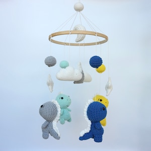 Crochet Dinosaur mobile gift for baby girl and boy, nursery mobile for new baby gift, expecting mom gift, Crib mobile baby shower gift.