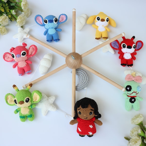 Mini Lilo & Stitch mobile, Scrump Amirugumi ,Angel crochet doll,Leroy or Reuben doll, amigurumi disney from Lilo and Stitch, Crochet Scrump