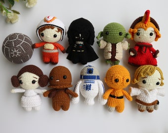 Crochet Mini Star wars doll,Yoda,Robot, Darth Vador crochet, Star Wars Plush, Star Wars Figure Toy, Amigurumi Star Wars, Christmas gift