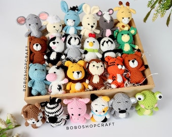 Woodland Mobile craf, woodland animals,Winie the Pooh,Crochet mini toys: elephant, tiger, panda, koala, lion and monkey, baby toys.