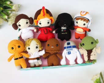 Crochet Mini Star wars doll,Yoda,Robot, Darth Vador crochet, Star Wars Plush, Star Wars Figure Toy, Amigurumi Star Wars, Christmas gift