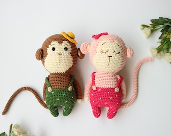 Crochet Mini monkey Doll, Valentine The Monkey Couple, Monkey Toy, monkey Amigurumi, stuffed Monkey, cute Christmas gift ,Baby gifts