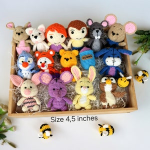 Crochet Winnie the Pooh set, Pooh and friends, Pooh, Piglet, Tigger,Eeyore,rabbit, Kanga, Roo, Lumpy, Nursery decor, baby gift, baby toys