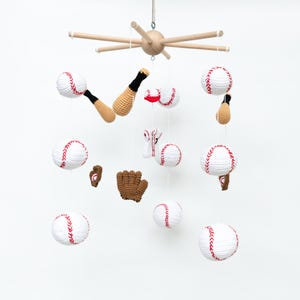 Baseball Amigurumi,Baseball mobile,crochet baseball & Glove,Baseball Crib Mobile for Baby, Sports Baby Crib mobile,Baseball Baby Shower Gift