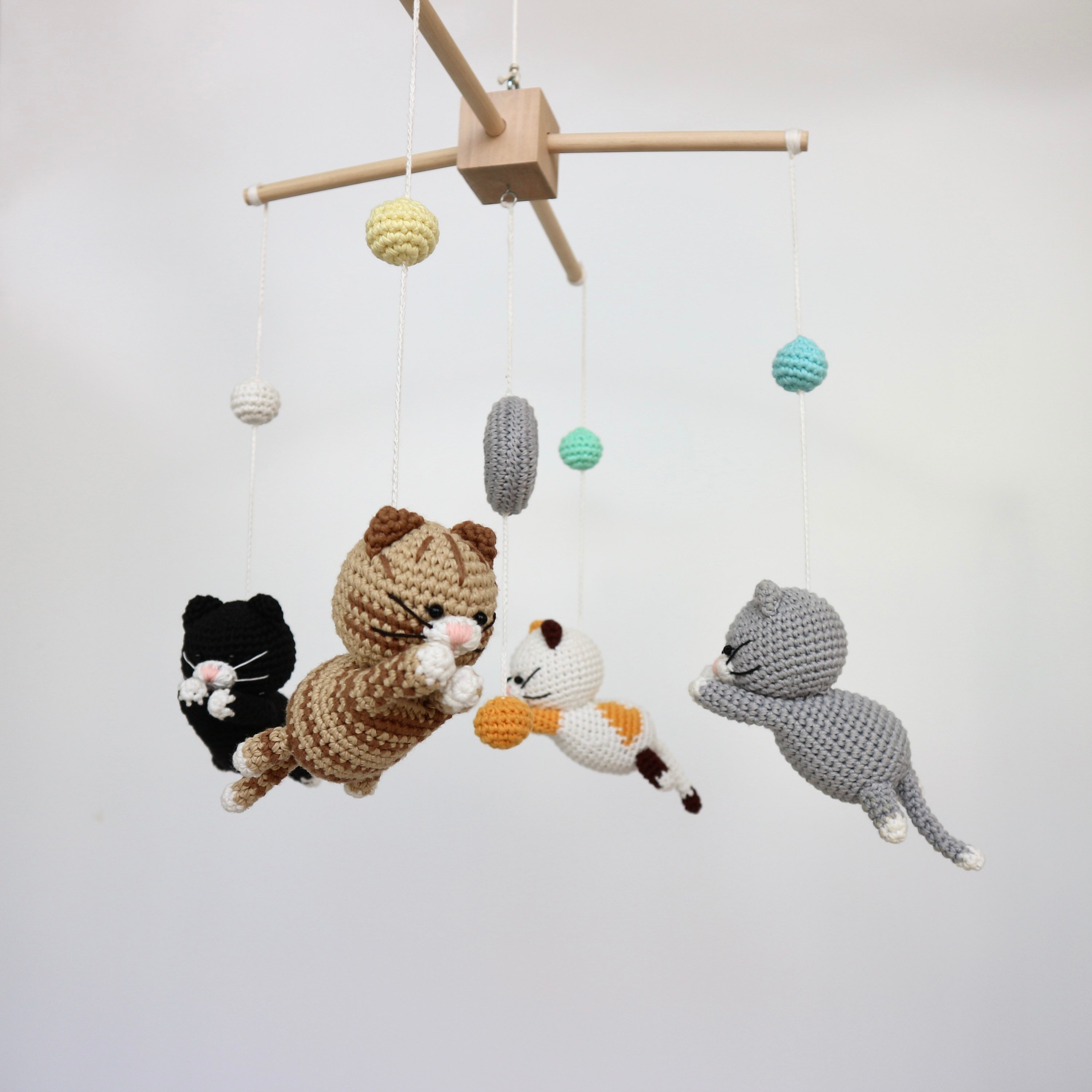 Verstrooien stuk Boer Crochet Cat Baby Mobile Kitten Mobile Nursery Baby Mobile - Etsy