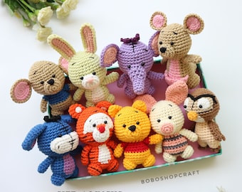 Crochet Winnie the Pooh set, Pooh and friends, Pooh, Piglet, Tigger,Eeyore,rabbit, Kanga, Roo, Lumpy,Owl,Nursery decor, baby gift, baby toys