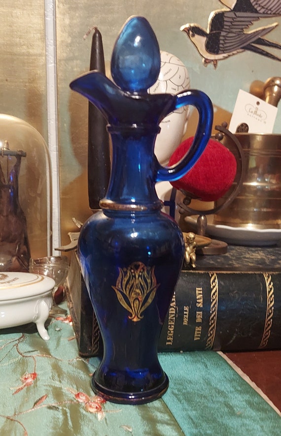 Vintage Blue and Gold Stoppered Potion/Perfume Bot