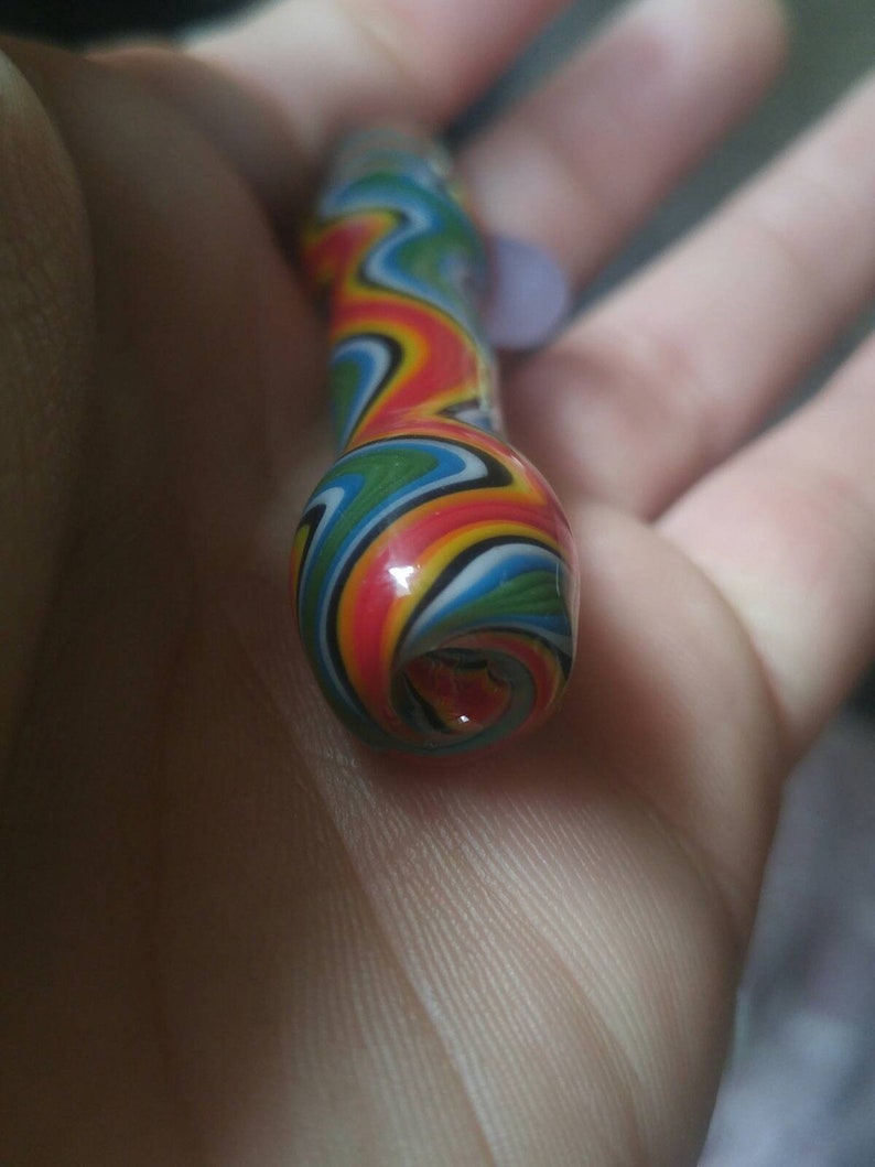 Red yellow and green wig wag chillum with color changing marble