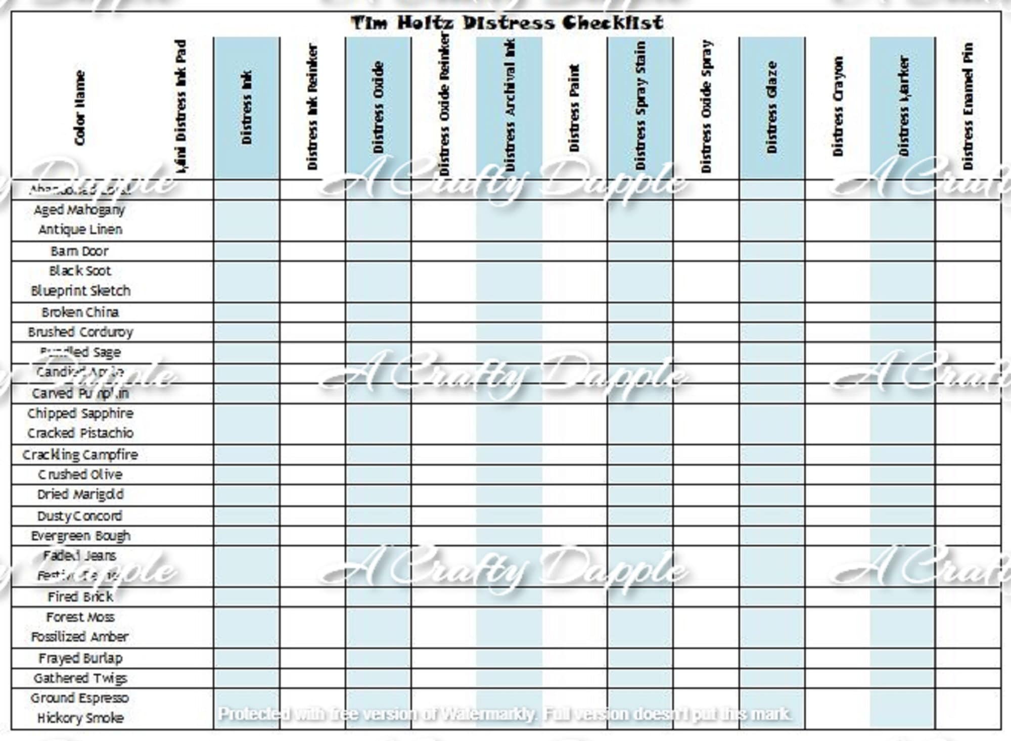 hun catalogus Zij zijn Tim Holtz Distress Line Checklist Tim Holtz Distress - Etsy Nederland