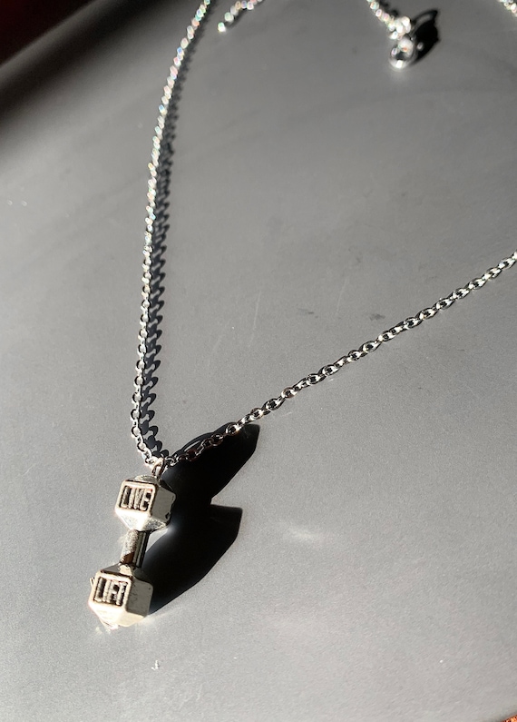 Dumbbell Necklace in Rose Gold or Silver Motivation to Stay