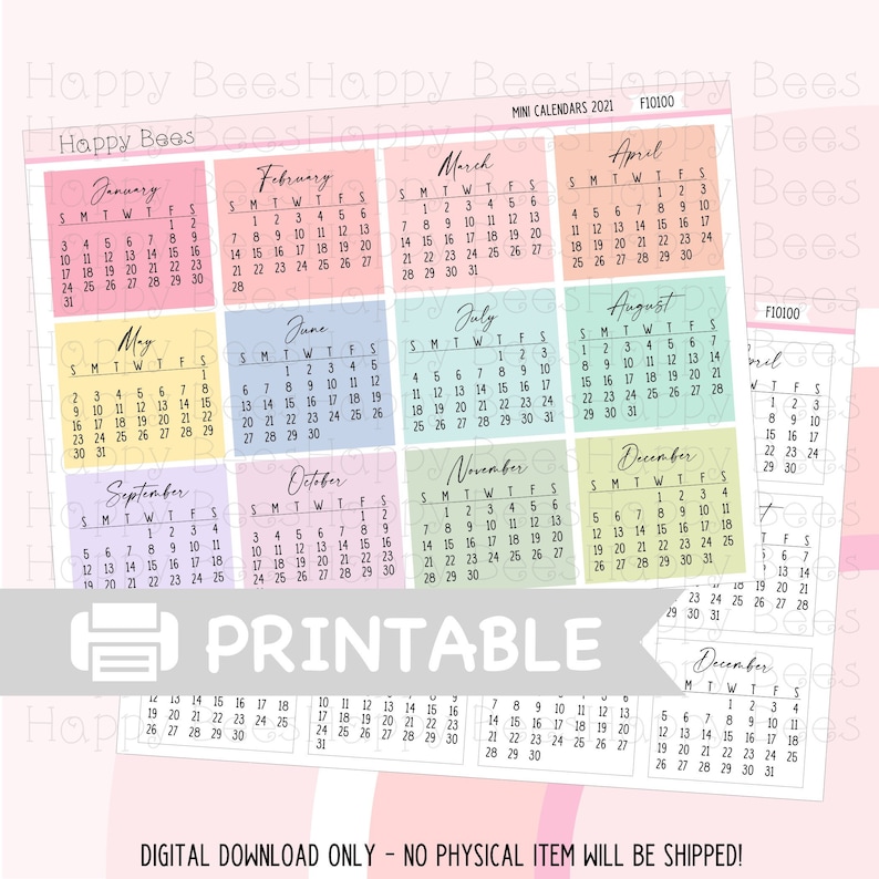 Mini calendar 2021 free printable fotuauction