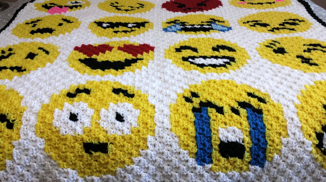 Crochet Pattern Emoji Afghan Throw Blanket PDF Instant Download Etsy