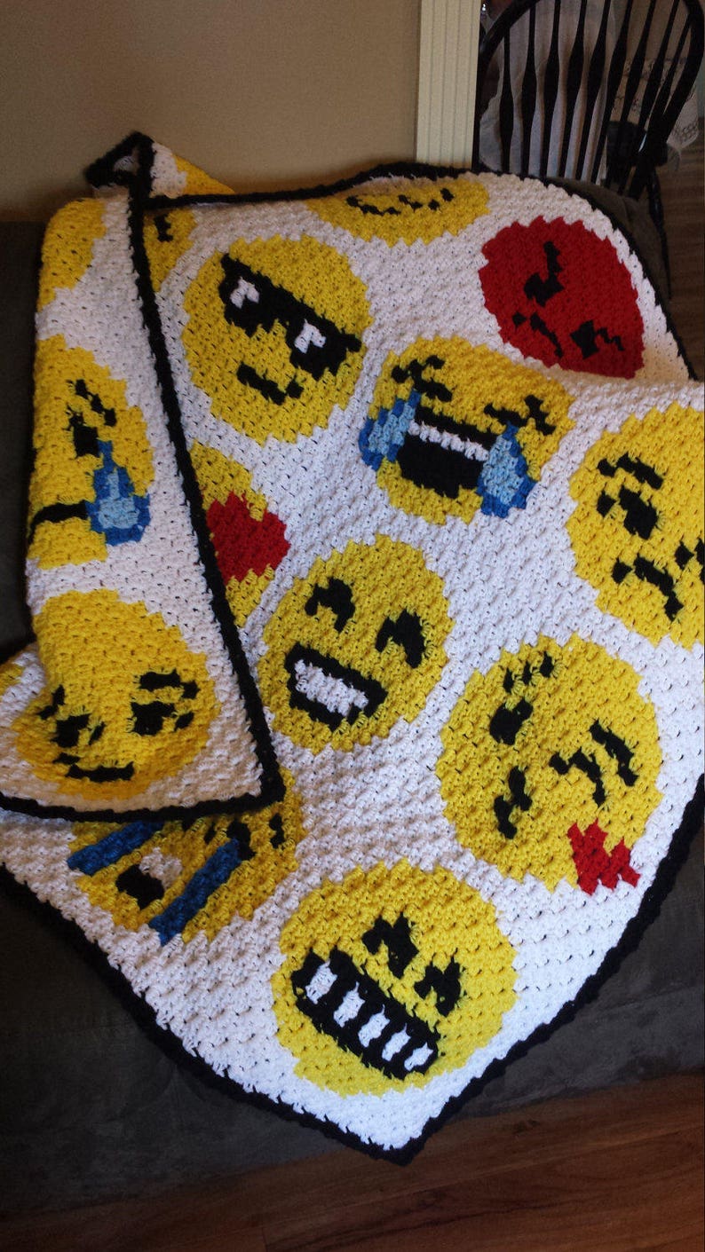 Crochet Pattern Emoji Afghan Throw Blanket PDF Instant Download Etsy