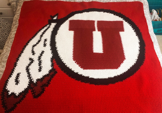 University of Utah Utes Drum and Feather Crocheted Throw Blanket Etsy