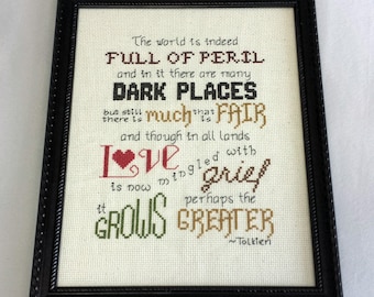 Tolkien Lord van de ringen ingelijst Cross Stitch citaat