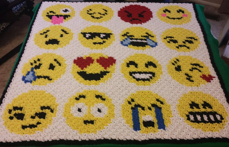 Crochet Pattern Emoji Afghan Throw Blanket PDF Instant Download Etsy