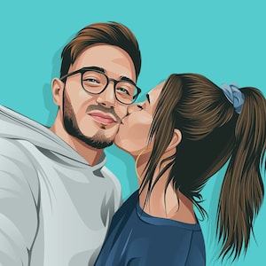 Retrato personalizado, retrato de pareja, retrato de dibujos animados, retrato de familia, retrato vectorial, regalo de aniversario