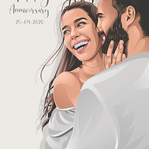 Custom Couple portrait for wedding gift or anniversary gift, Cartoon couple portrait in vector style and custom