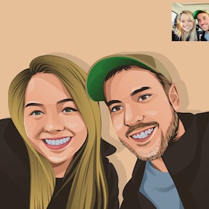 Custom Couple portrait for wedding gift or anniversary gift, Cartoon couple portrait in vector style and custom