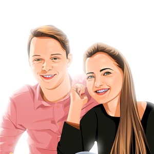 Custom Couple portrait for wedding gift or anniversary gift, Cartoon couple portrait in vector style and custom