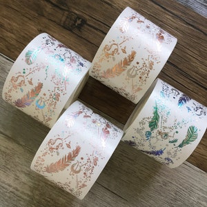 Monster - Fairy Feather Stars Universe Constellation Rose gold / Laser Silver / Pearl Pink / Northern Lights Blue foiled washi masking tape