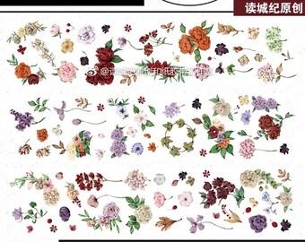 Échantillon - Fleurs/feuilles/feuilles de rose de style Vintage