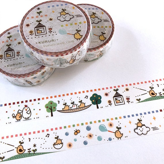 Sample Drawing CharacterCityIslandJapanese text washi masking tape by Monokoto Store for Journal Diary Card Decorationi