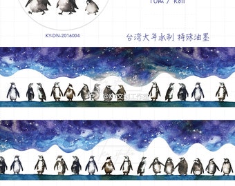 Próbka - styl vintage Pingwin/gwiaździsta noc/mapa/światła świąteczne/szczeniak/pies taśma maskująca washi firmy KY Studio do dziennika/dekoracji kartek