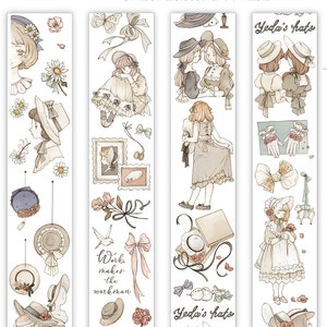 Muestra- Yeda's Hats/Black Rainbow/Melody of Spring/Rose/Bird/Bow/Hat Washi/PET masking tape by Vlab for Junk Journal/Card/Diary decoration