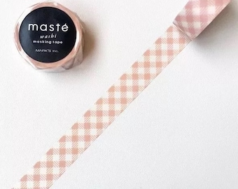 Whole Roll - Maste Mark's washi masking tape Peach/Red/Green Plaid Blue Stripe tape