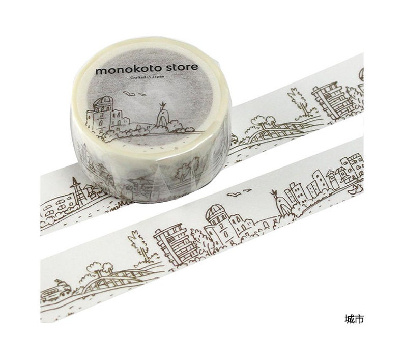 Sample Drawing CharacterCityIslandJapanese text washi masking tape by Monokoto Store for Journal Diary Card Decorationi